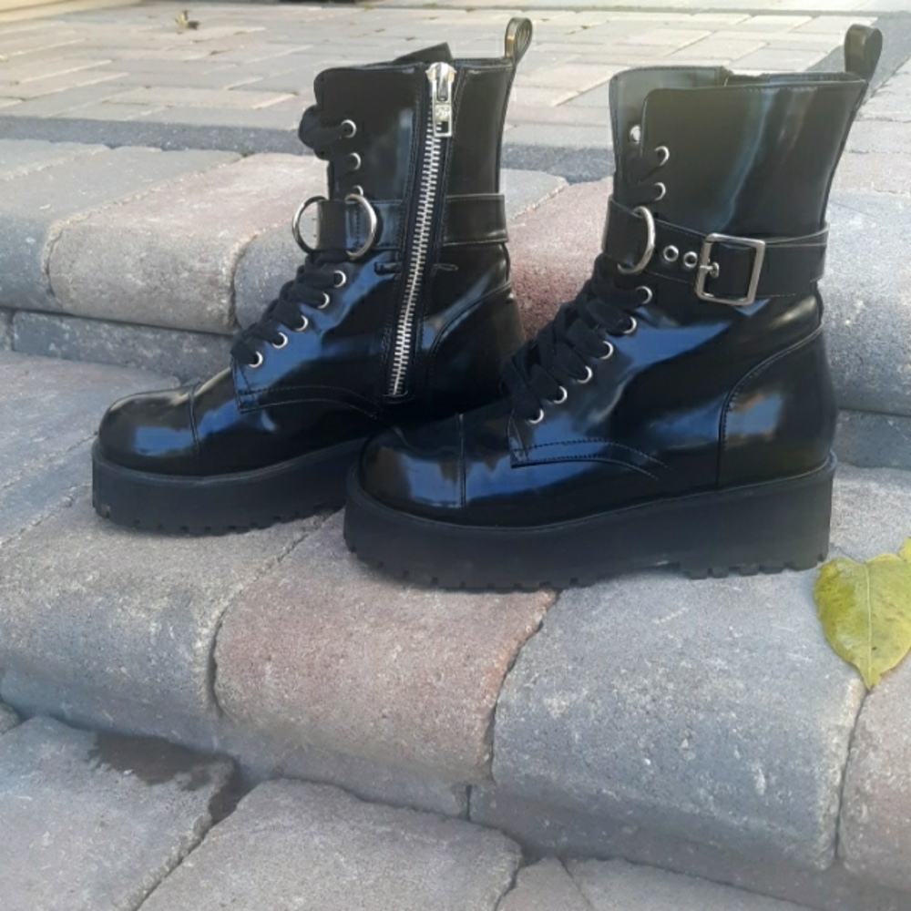 Dolls Kill/Current Mood Bondage Combat Boots